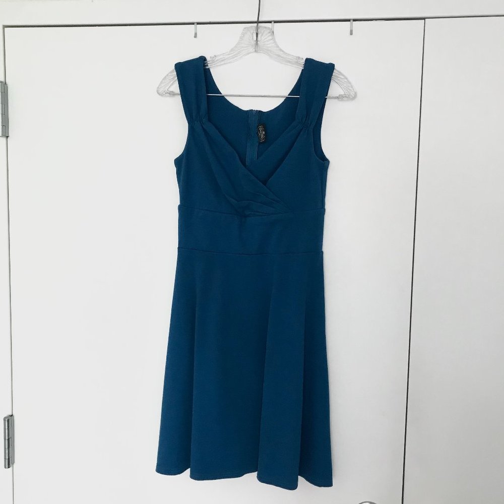 RockSteady fit & flare teal dress size M